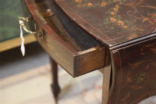 A George III painted mahogany butterfly wing Pembroke table, extended W.3ft 7in.